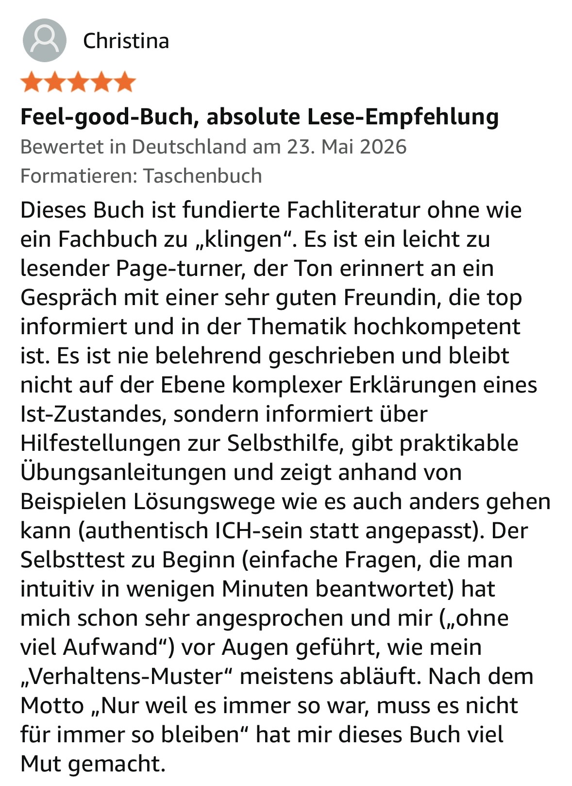 Rezension 2 Eine weitere 5-Sterne-Rezension auf Amazon.
